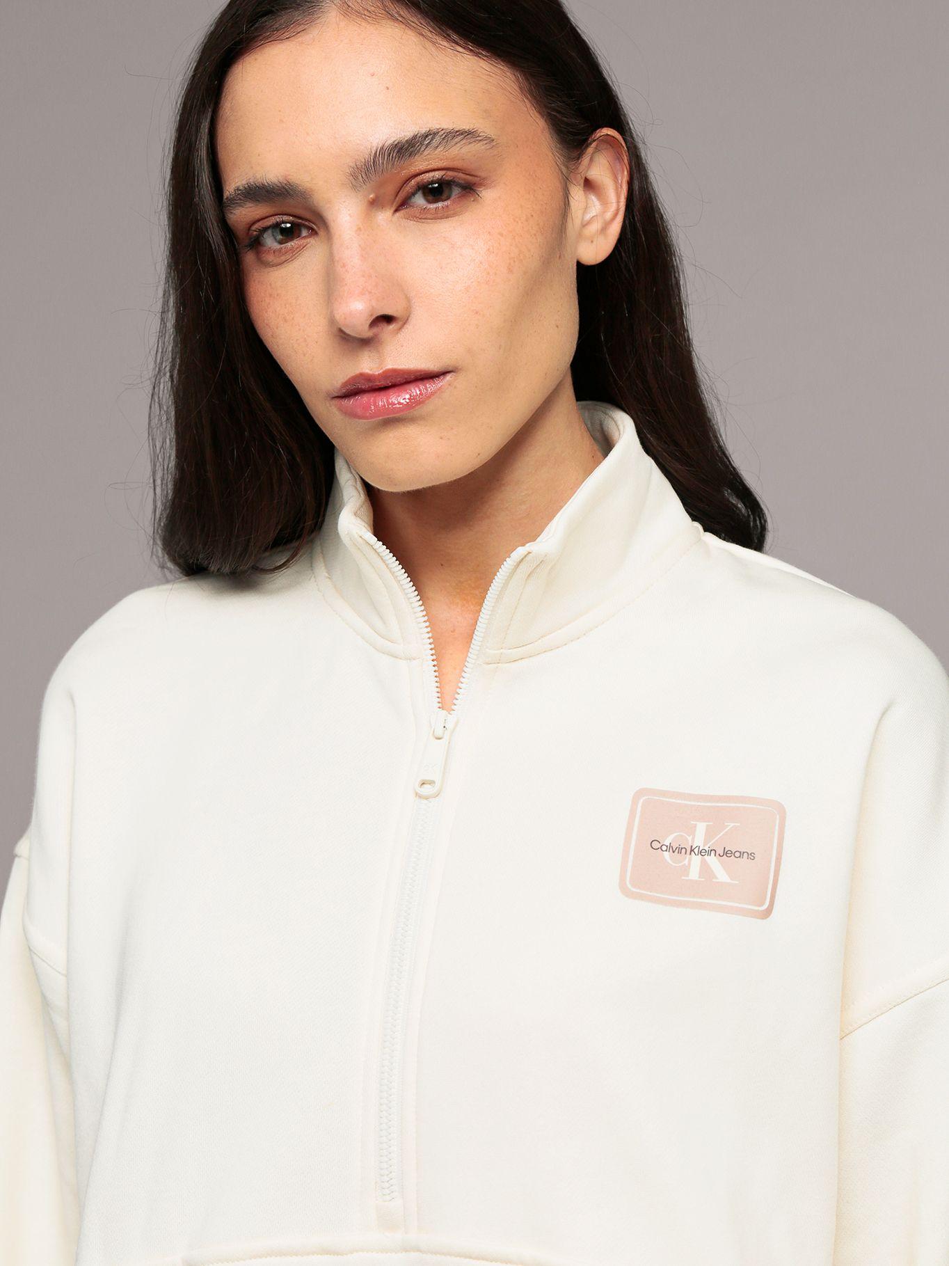 Polerón de felpa con cierre parcial Beige Calvin Klein-4