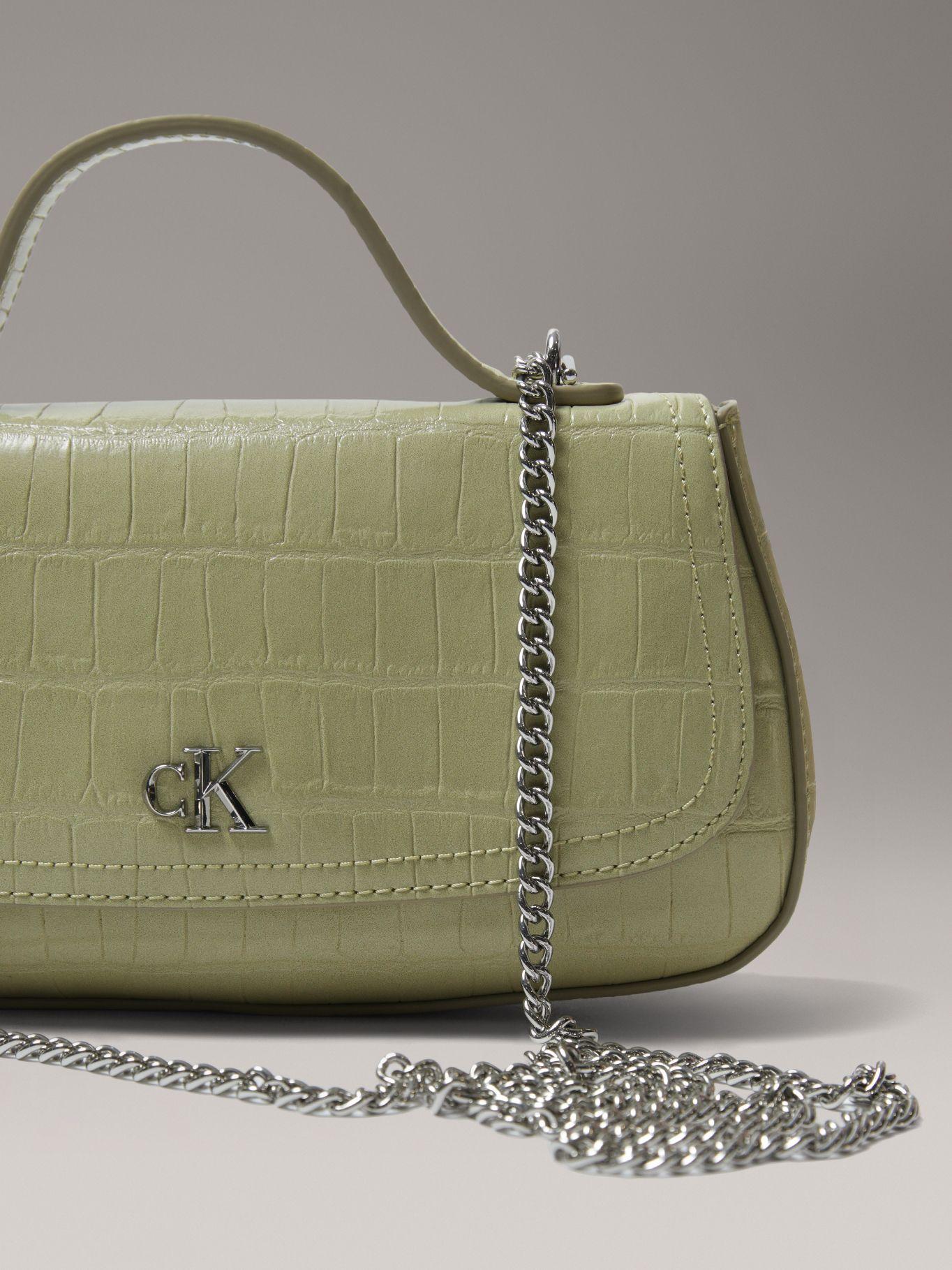 Bandolera Efecto Cocodrilo y Cadena Verde Calvin Klein-2