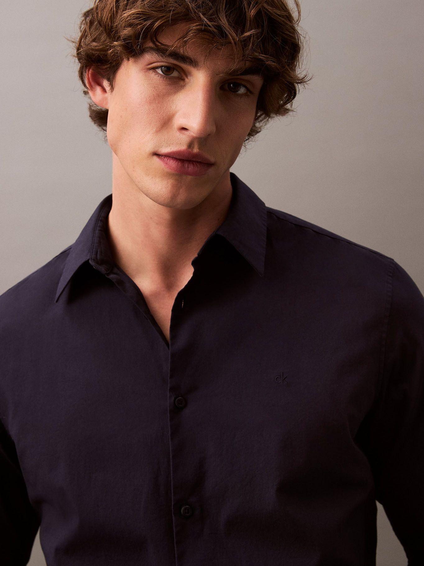Camisa Slim Fit Elástica Azul Calvin Klein-3