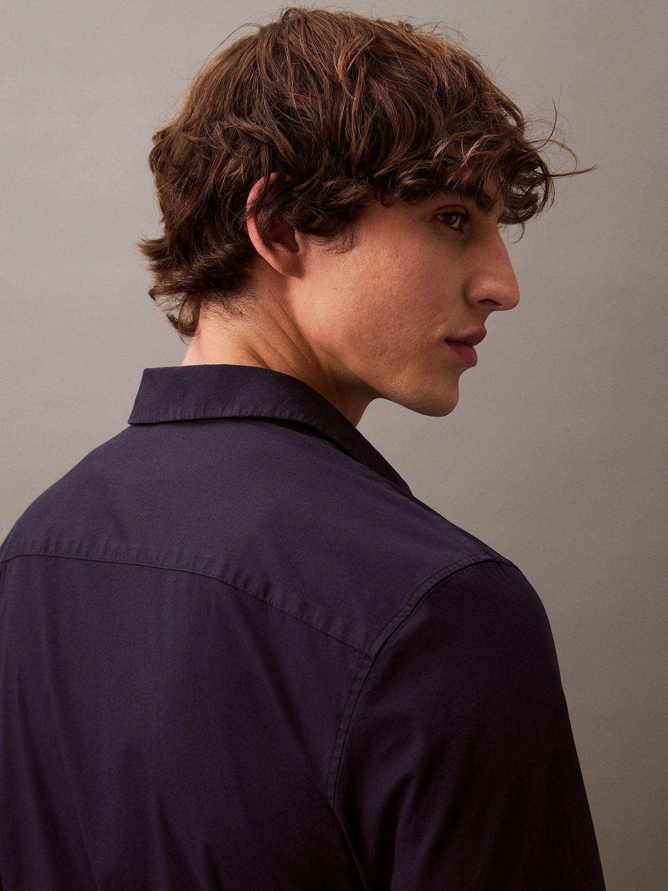Camisa Slim Fit Elástica Azul Calvin Klein-5
