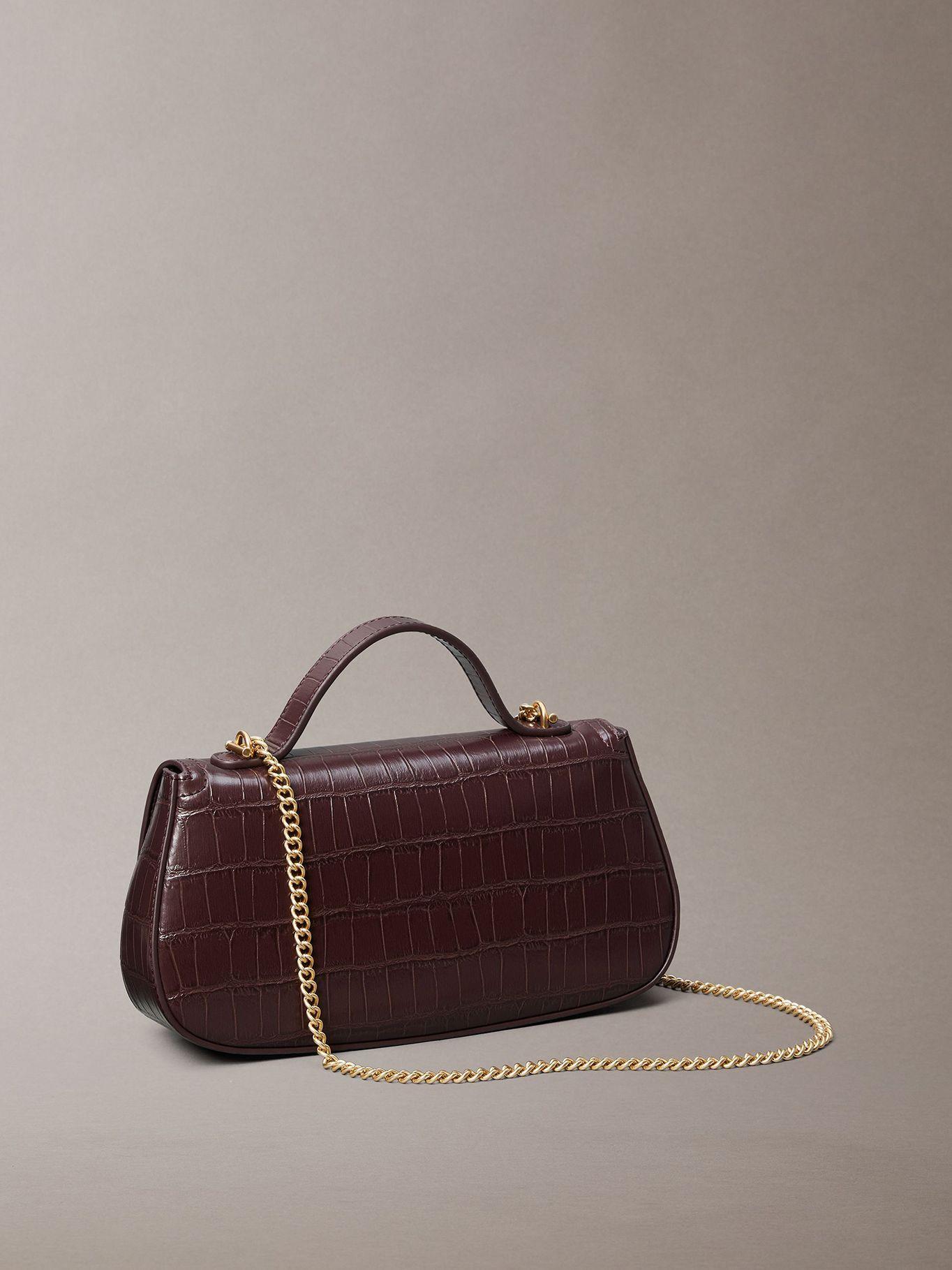 Bandolera Efecto Cocodrilo Cadena Marrón Calvin Klein-2