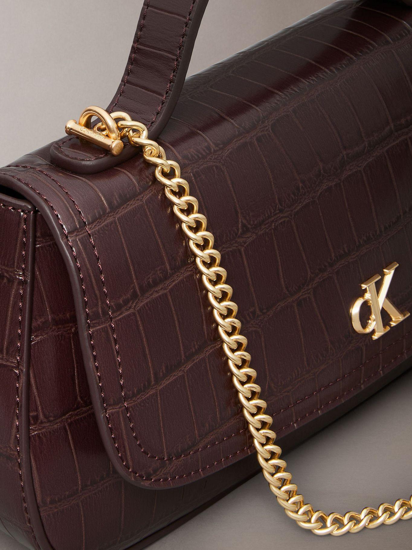 Bandolera Efecto Cocodrilo Cadena Marrón Calvin Klein-4