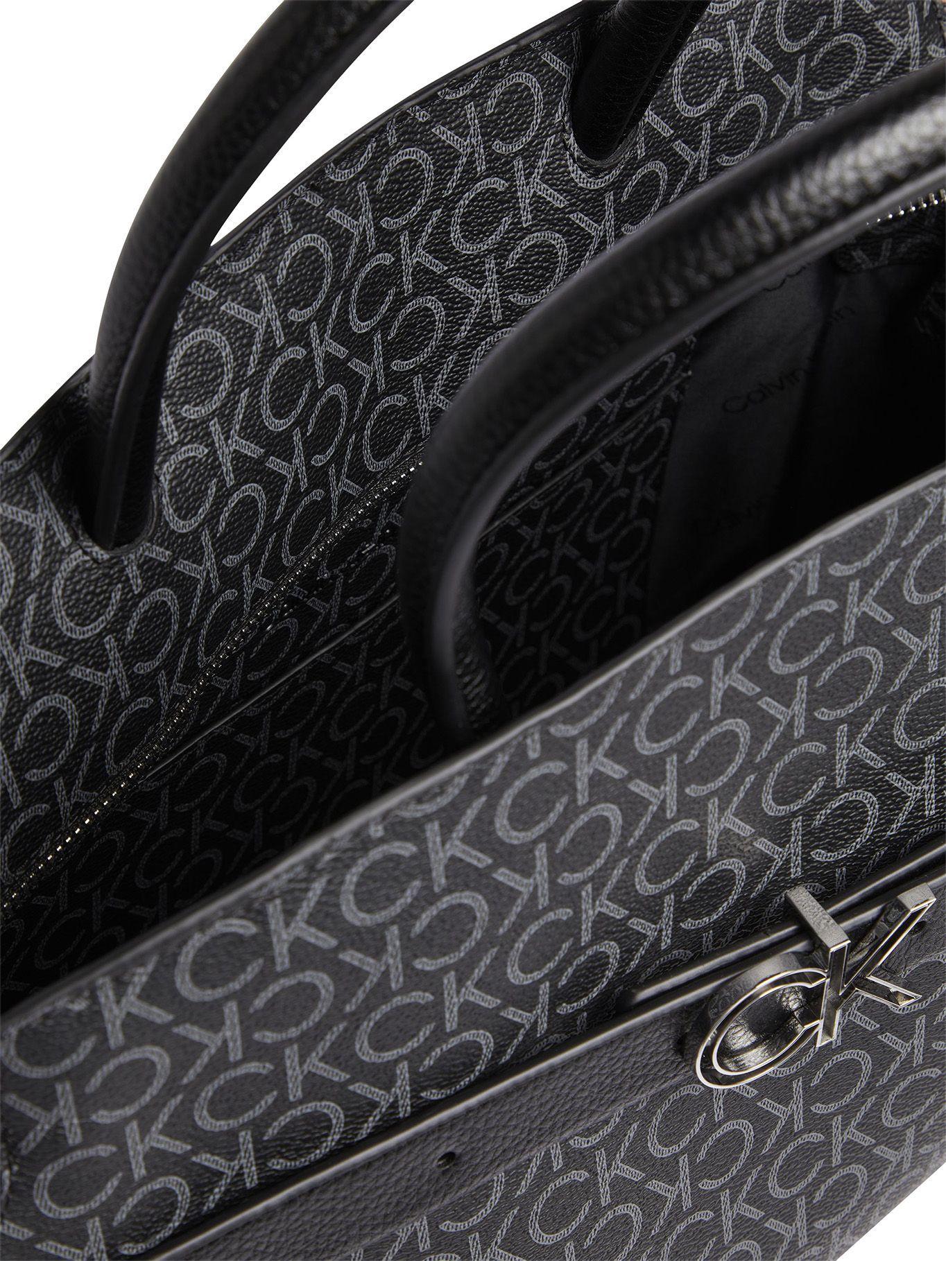 Cartera Satchel Re-Lock Mono Negro Calvin Klein-2