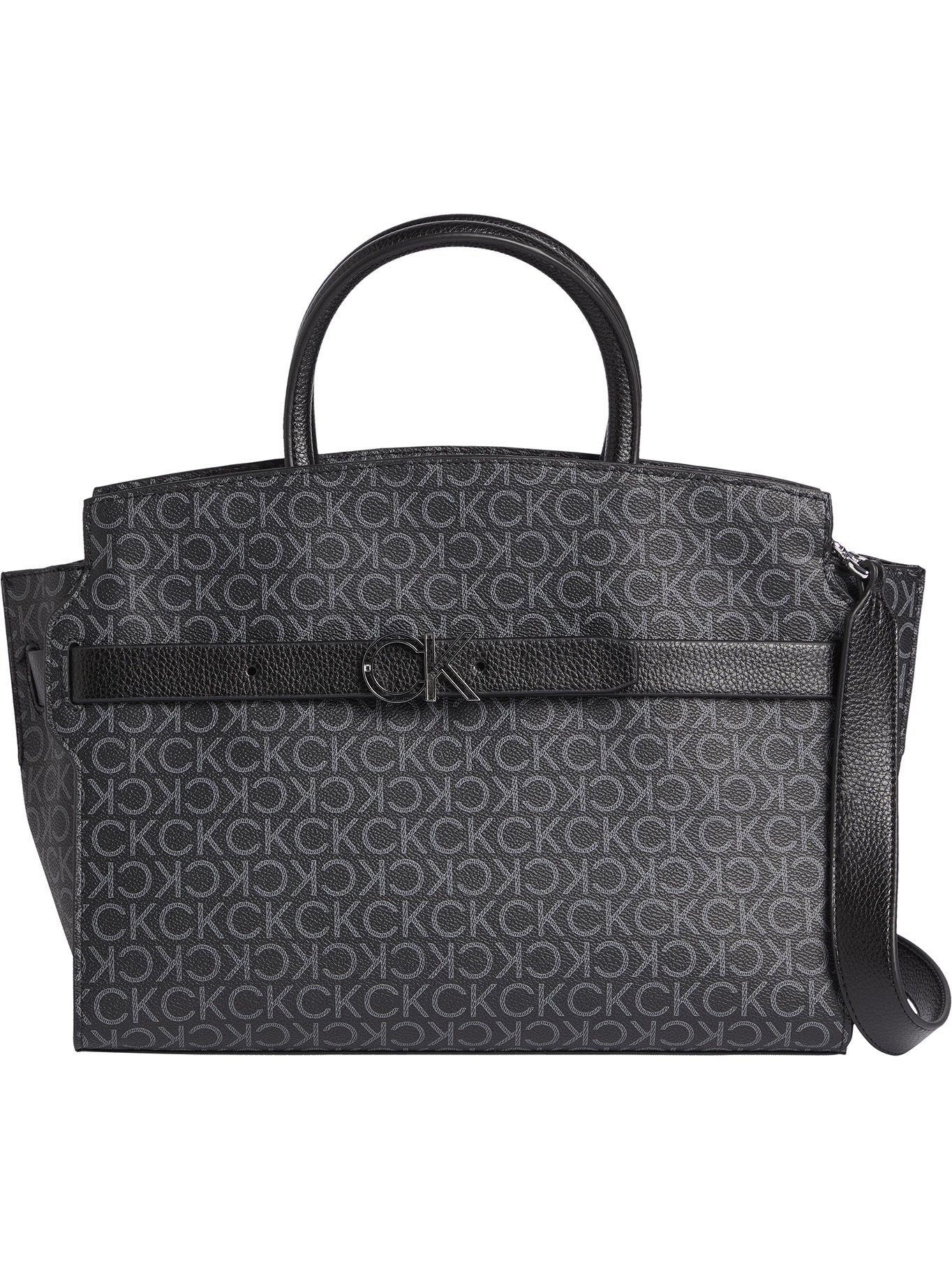 Cartera Satchel Re-Lock Mono Negro Calvin Klein-0