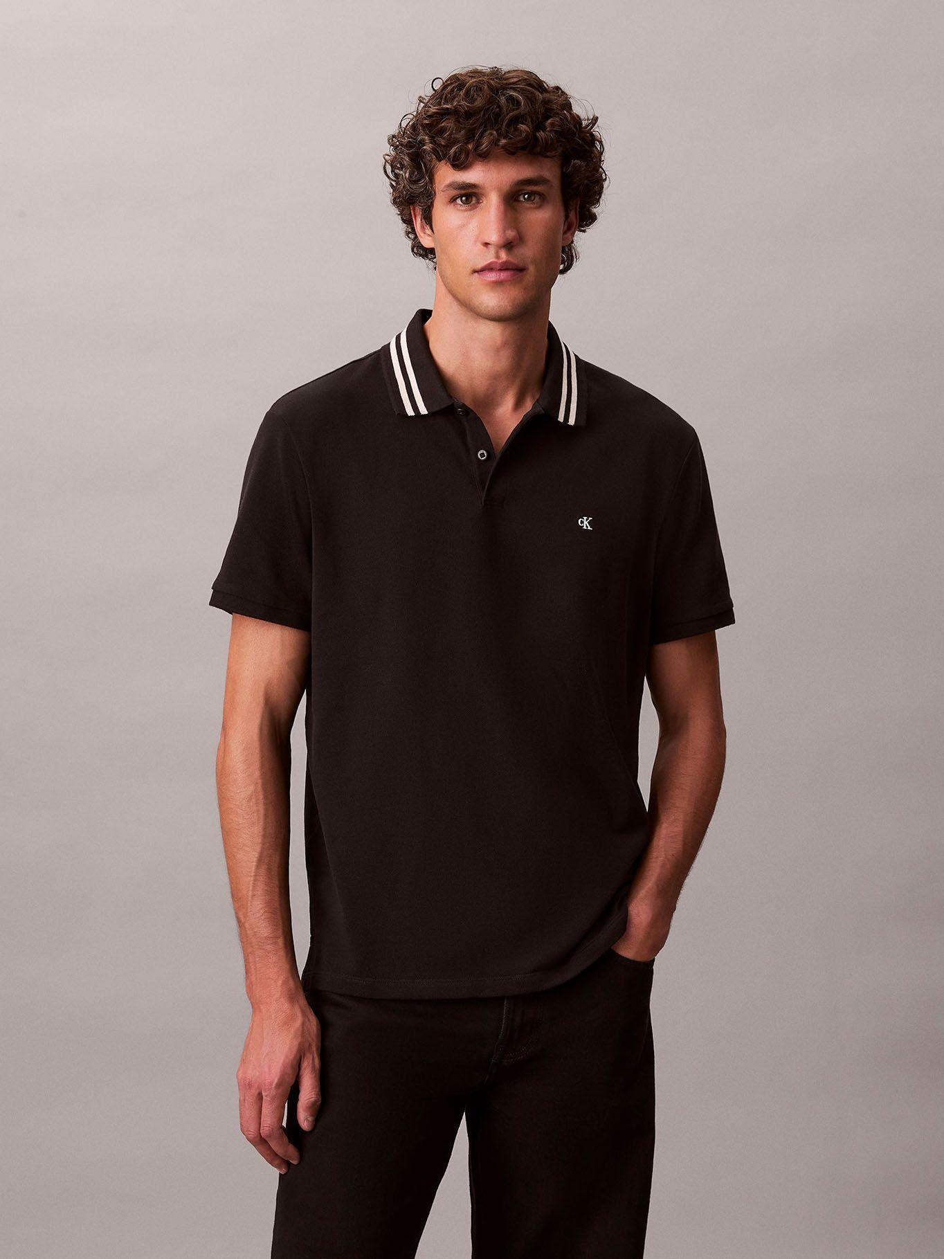 Polo con Contraste en Cuello Negro Calvin Klein-3