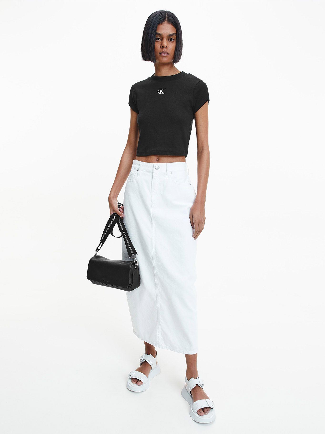 Polera Ck Rib Cropped Negro Calvin Klein-1