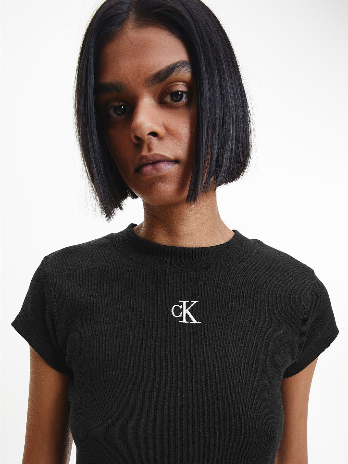 Polera Ck Rib Cropped Negro Calvin Klein-3