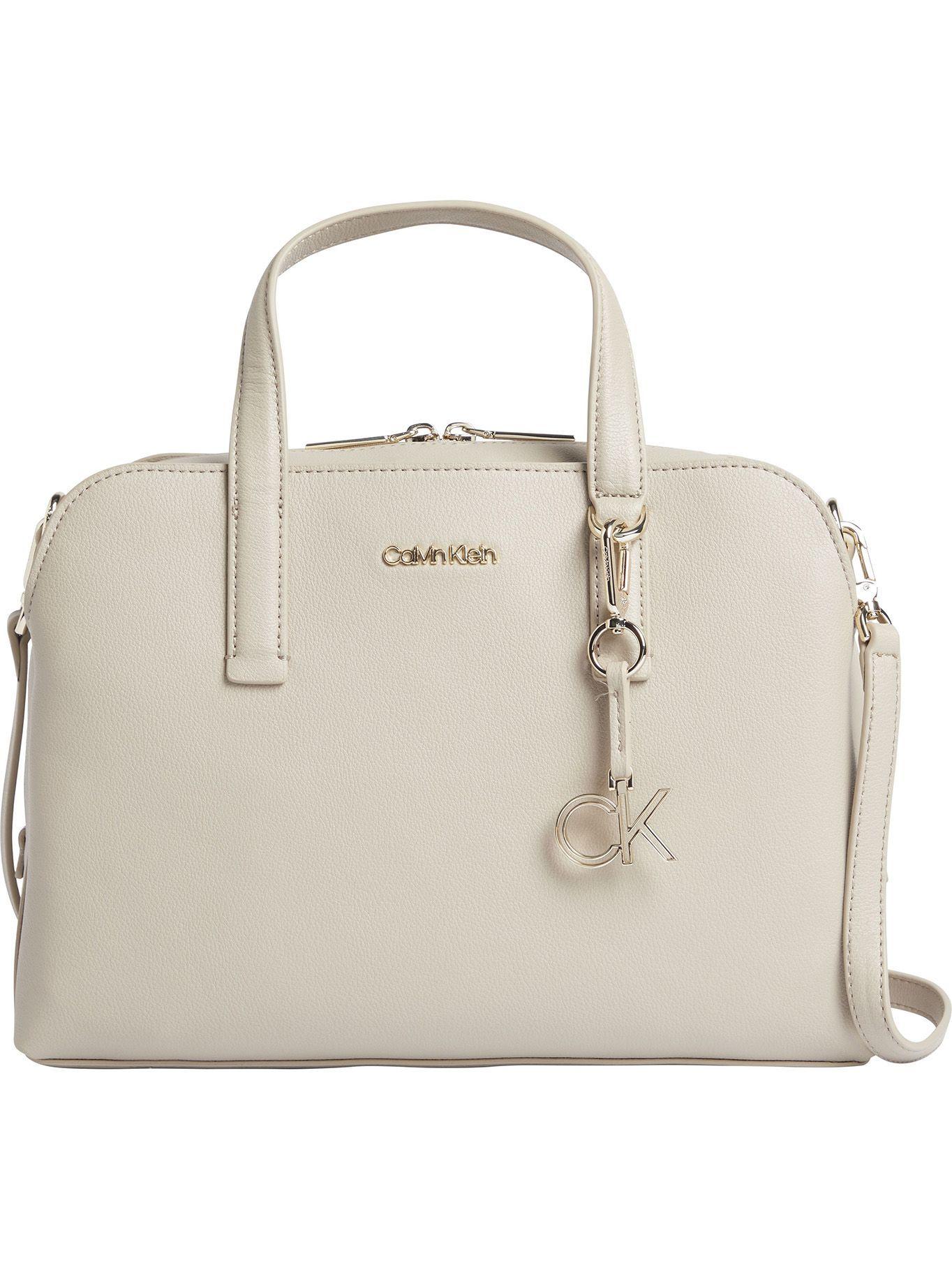 Cartera Satchel Ck Must Crema Calvin Klein-0