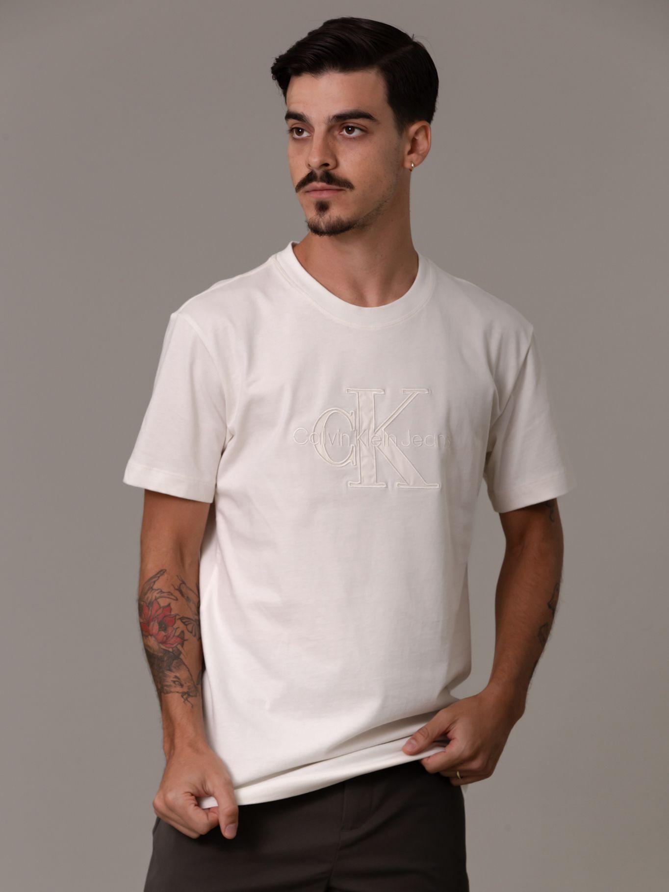 Polera Monologo Applique Blanco Calvin Klein-0