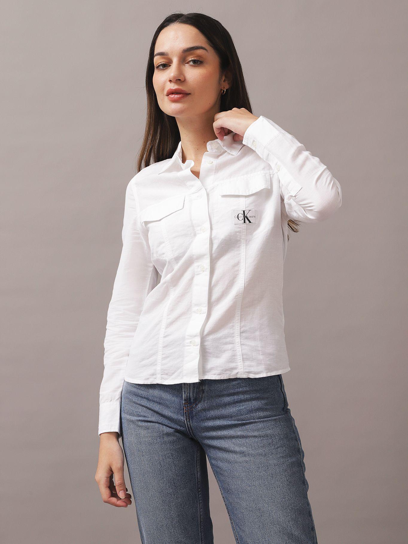 Camisa Long Sleeve Cotton Blanco Calvin Klein-0