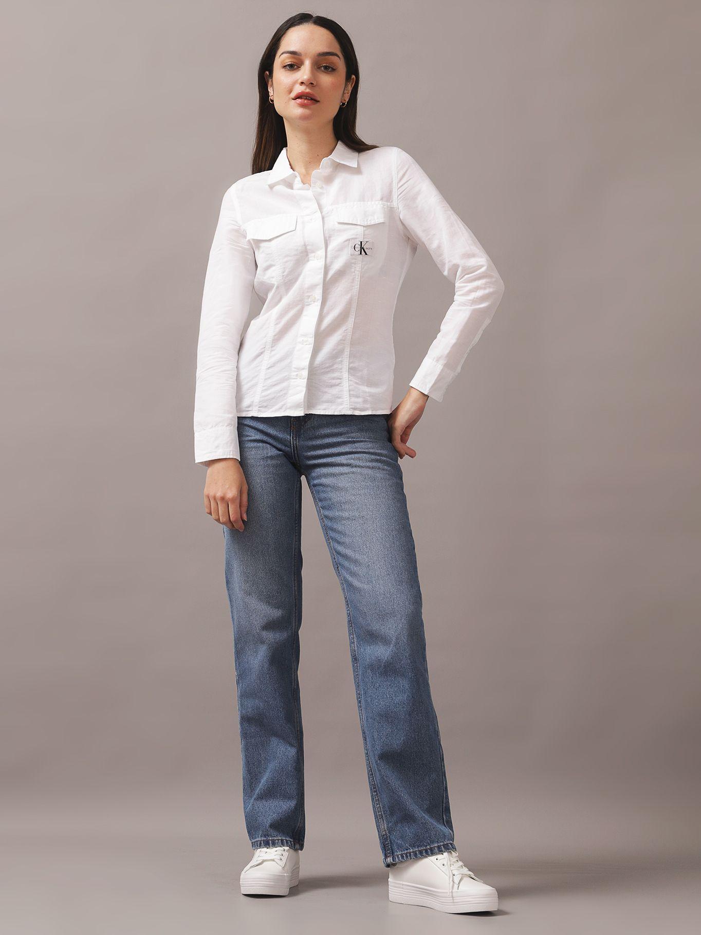Camisa Long Sleeve Cotton Blanco Calvin Klein-1