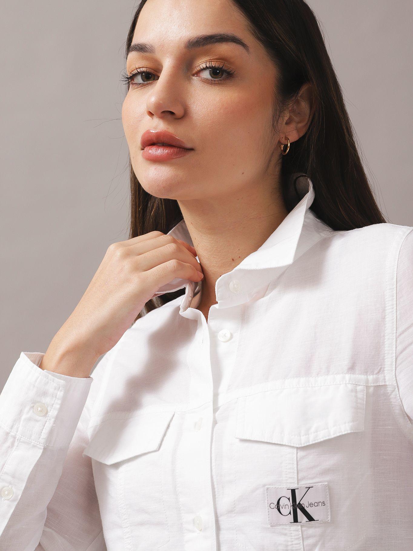 Camisa Long Sleeve Cotton Blanco Calvin Klein-3