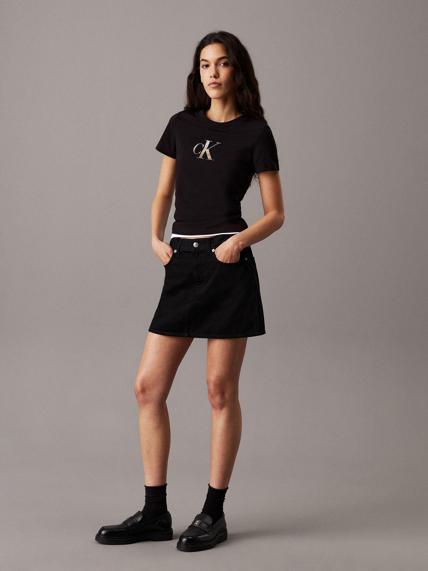 Polera slim con monograma Negro Calvin Klein-1