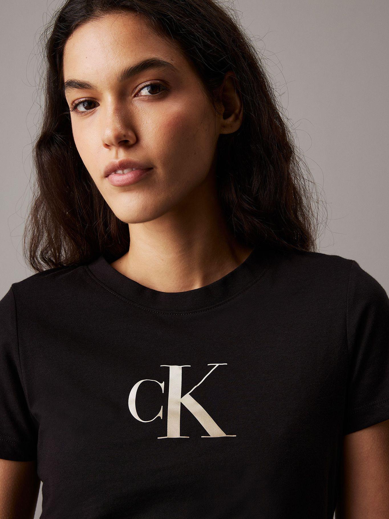 Polera slim con monograma Negro Calvin Klein-3