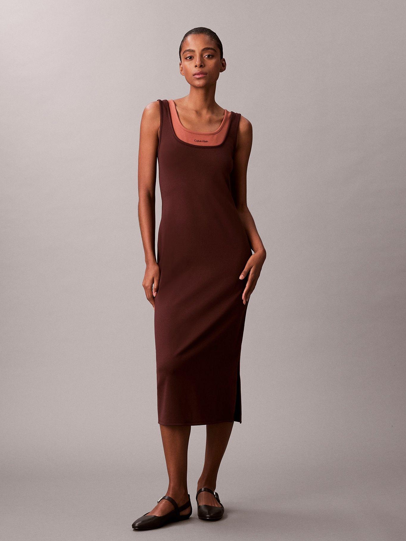 Vestido Midi Interlock Cafe Calvin Klein-0