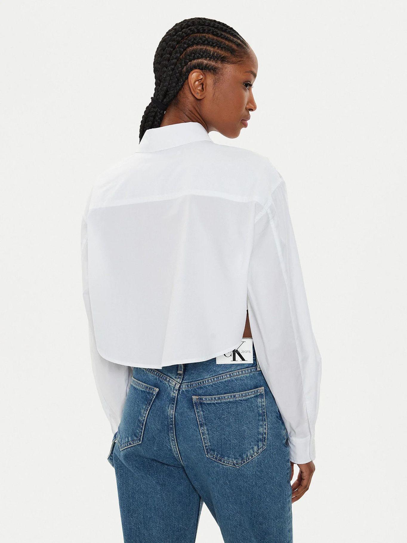 Camisa Woven Label Cropped Blanco Calvin Klein-1