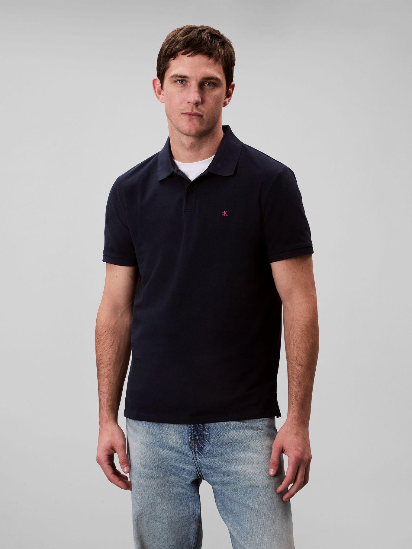 Polo con Monograma Azul Calvin Klein-0