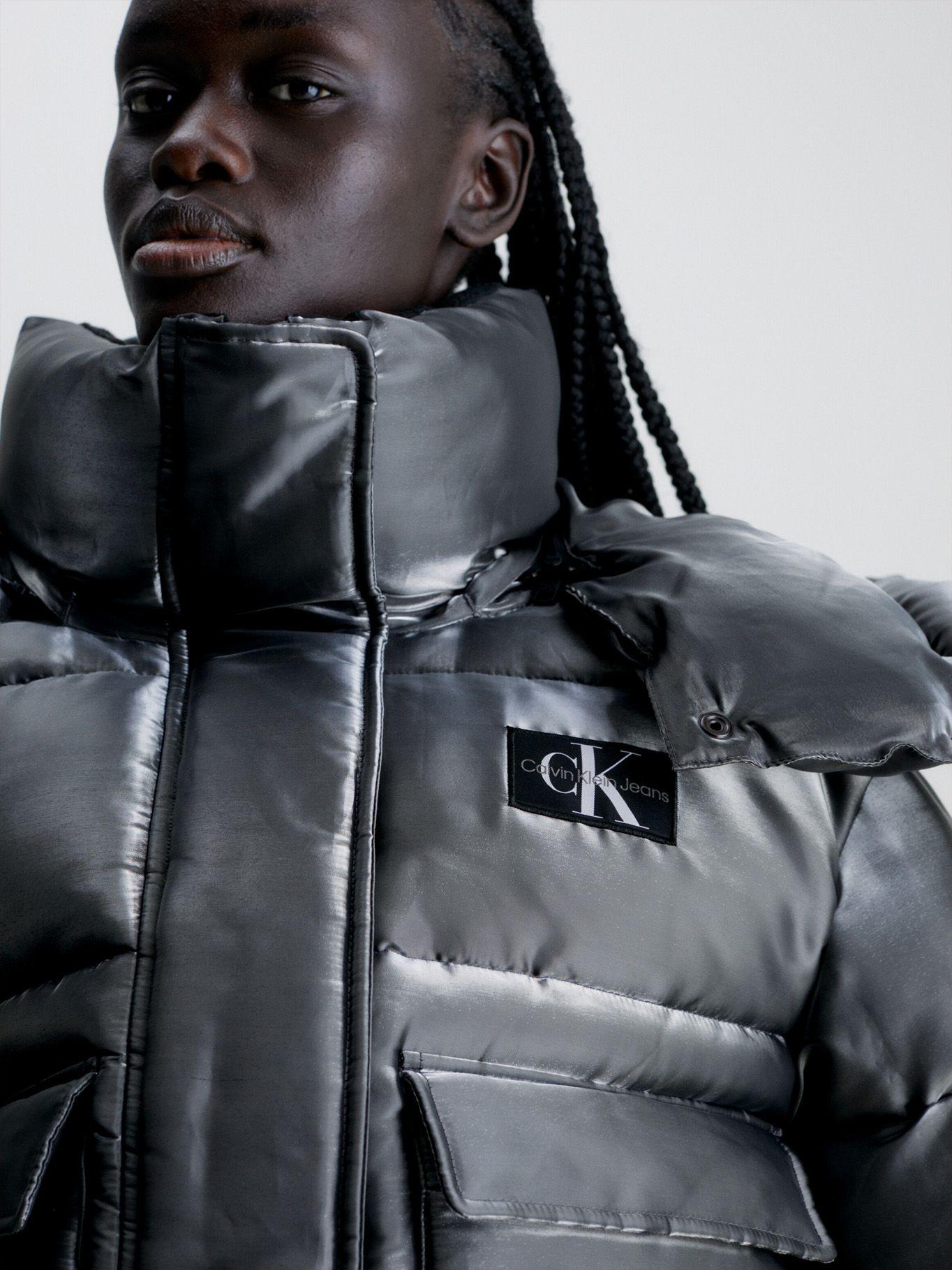 Parka Liquid Metal Puffer Plateado-3