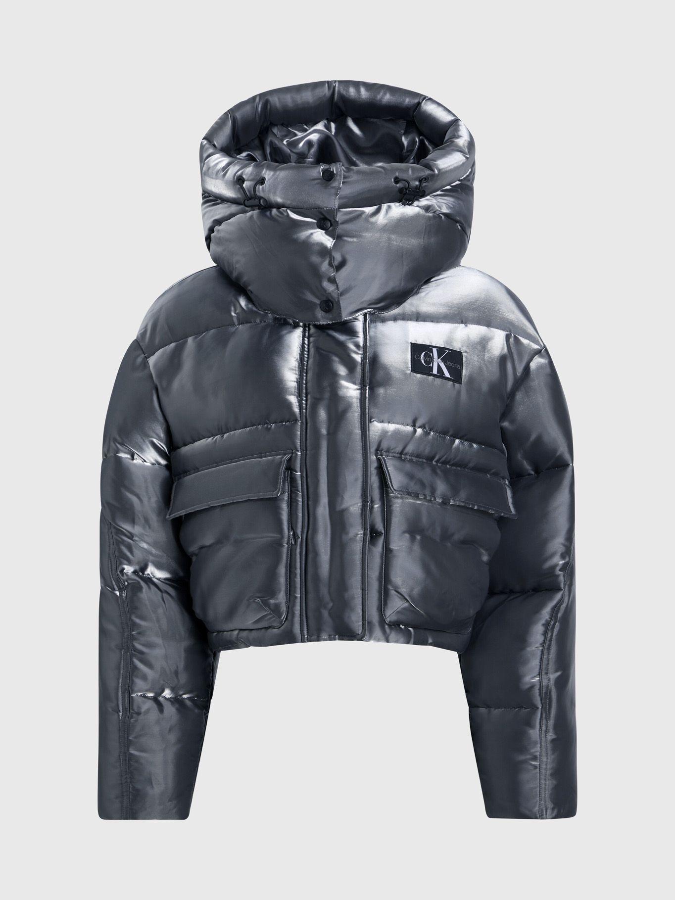 Parka Liquid Metal Puffer Plateado-4