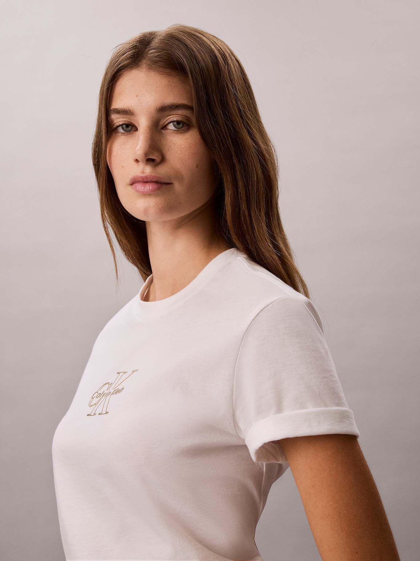 Polera Classic Foil Monologo Blanco Calvin Klein-5
