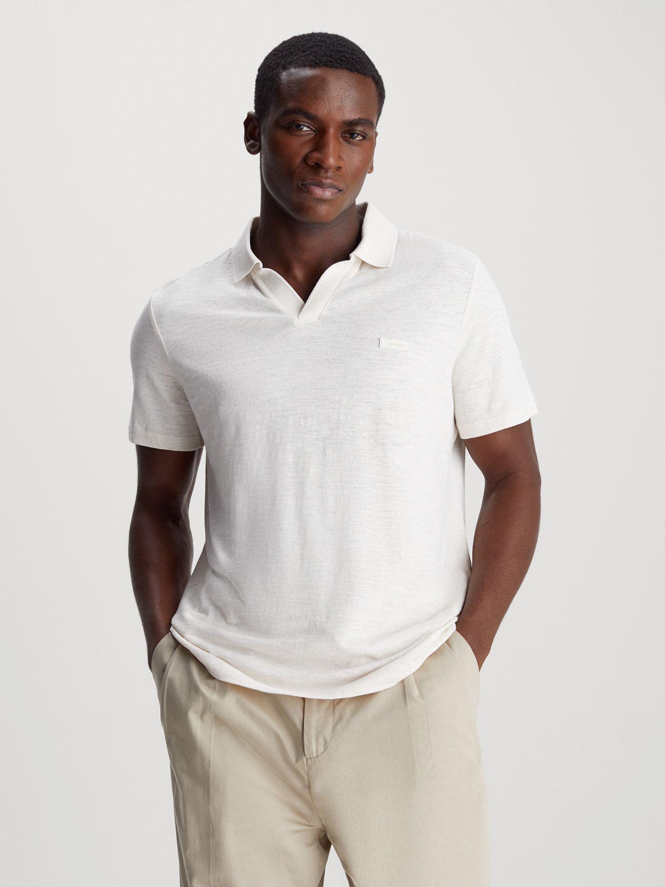 Polo Cotton Linen Blanco Calvin Klein-0