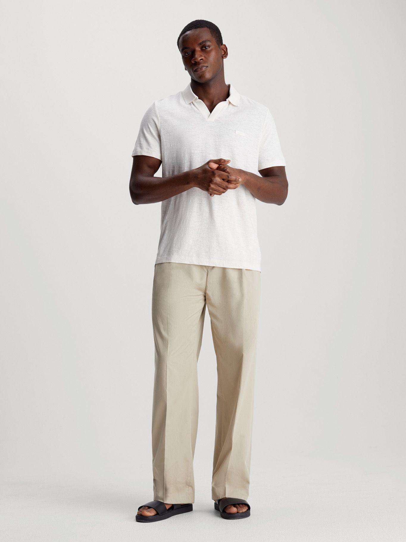 Polo Cotton Linen Blanco Calvin Klein-1
