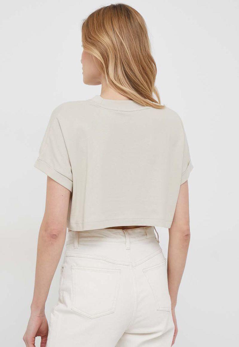 Camiseta con cuello redondo y logo Beige Calvin Klein-2