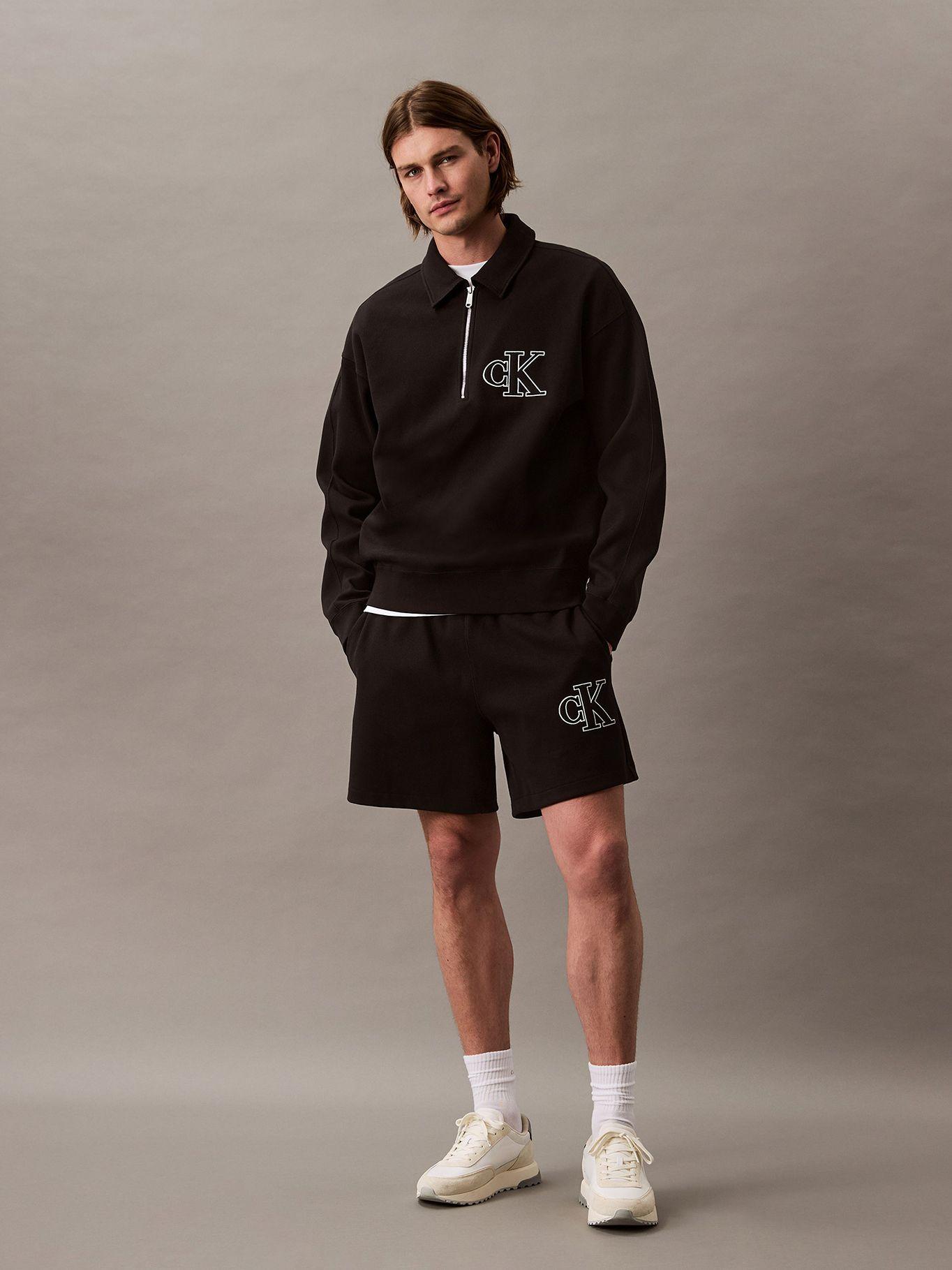 Short Canalé con Monograma Bordado Negro Calvin Klein-0