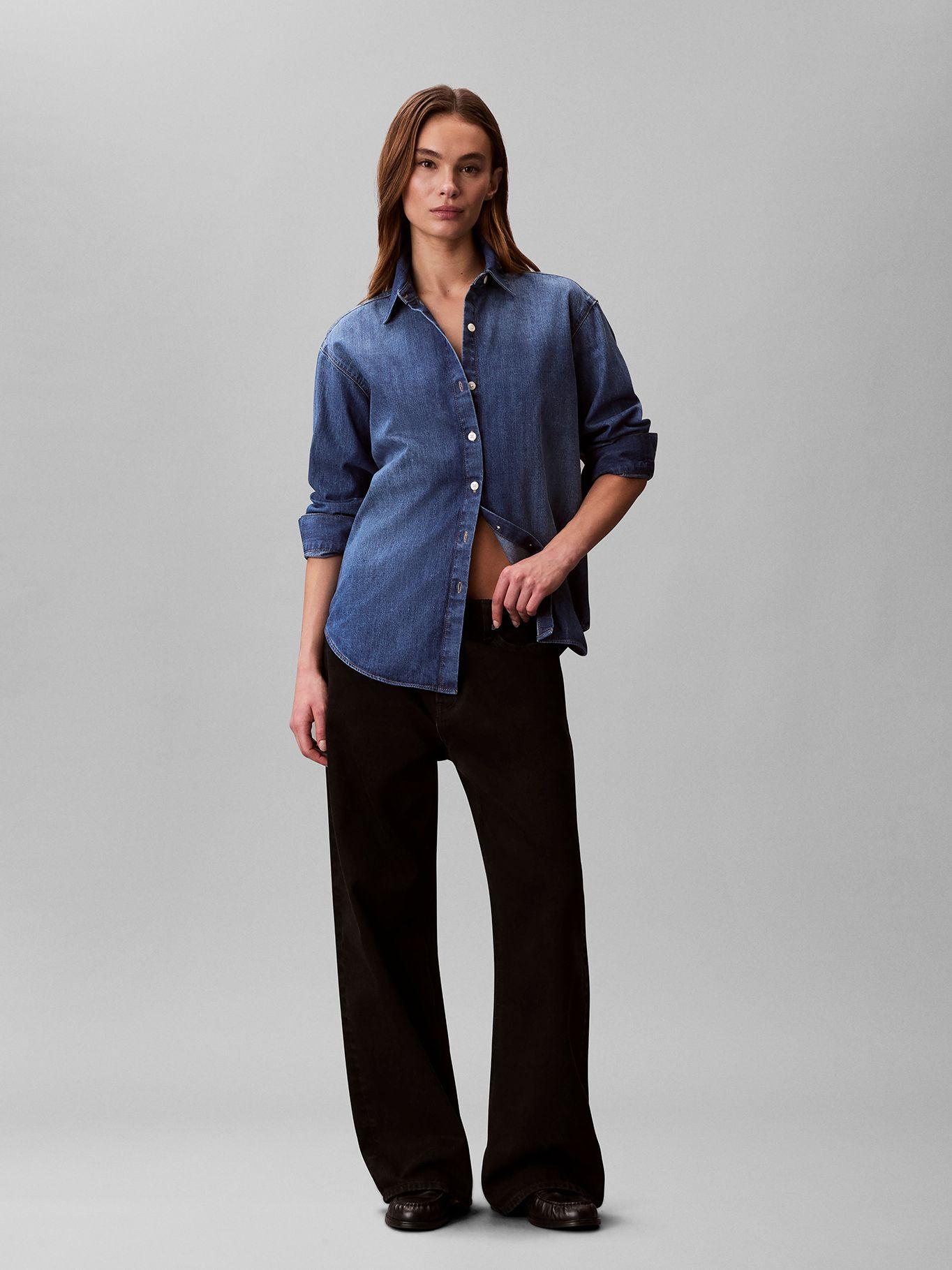 Camisa Manga Larga Holgada Indigo Azul Calvin Klein-1