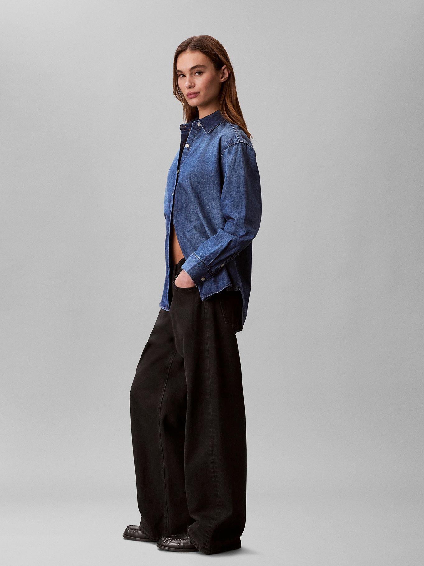 Camisa Manga Larga Holgada Indigo Azul Calvin Klein-3