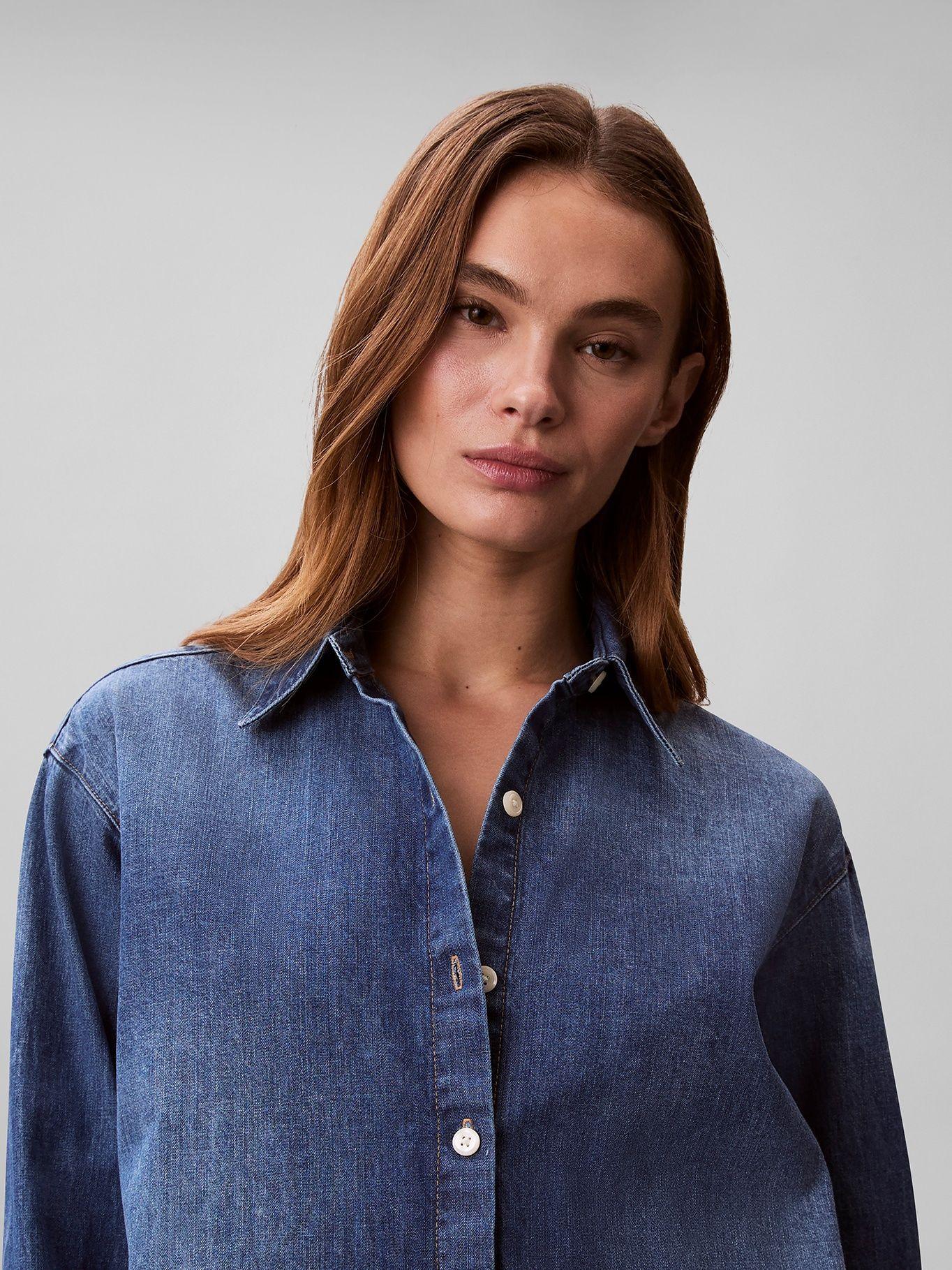 Camisa Manga Larga Holgada Indigo Azul Calvin Klein-4