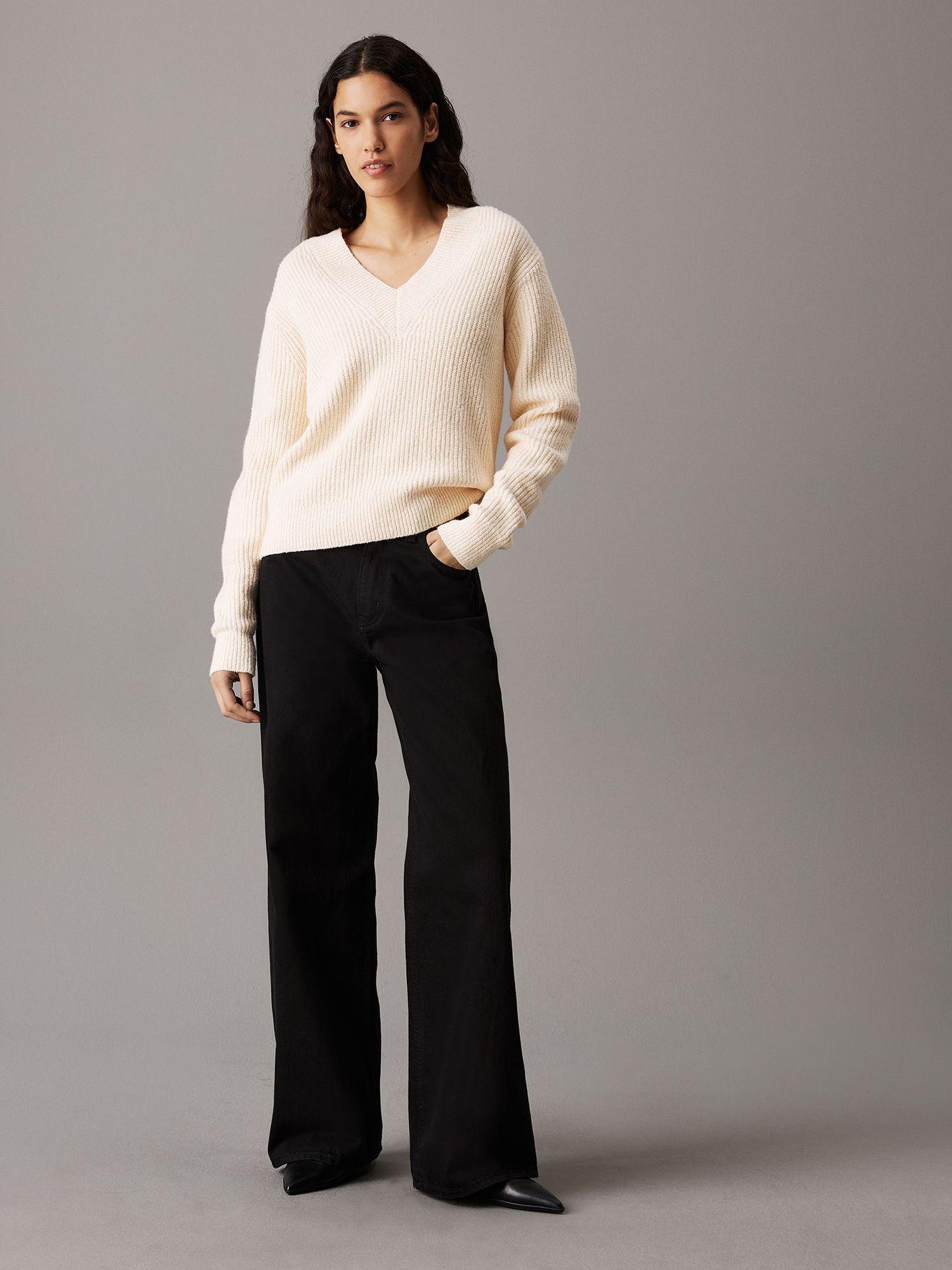 Sweater Boucle V Neck Relaxed Beige Calvin Klein-1