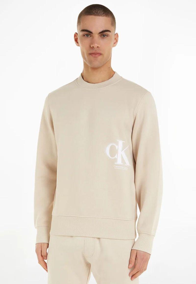 Sudadera manga larga con logo Beige Calvin Klein-0