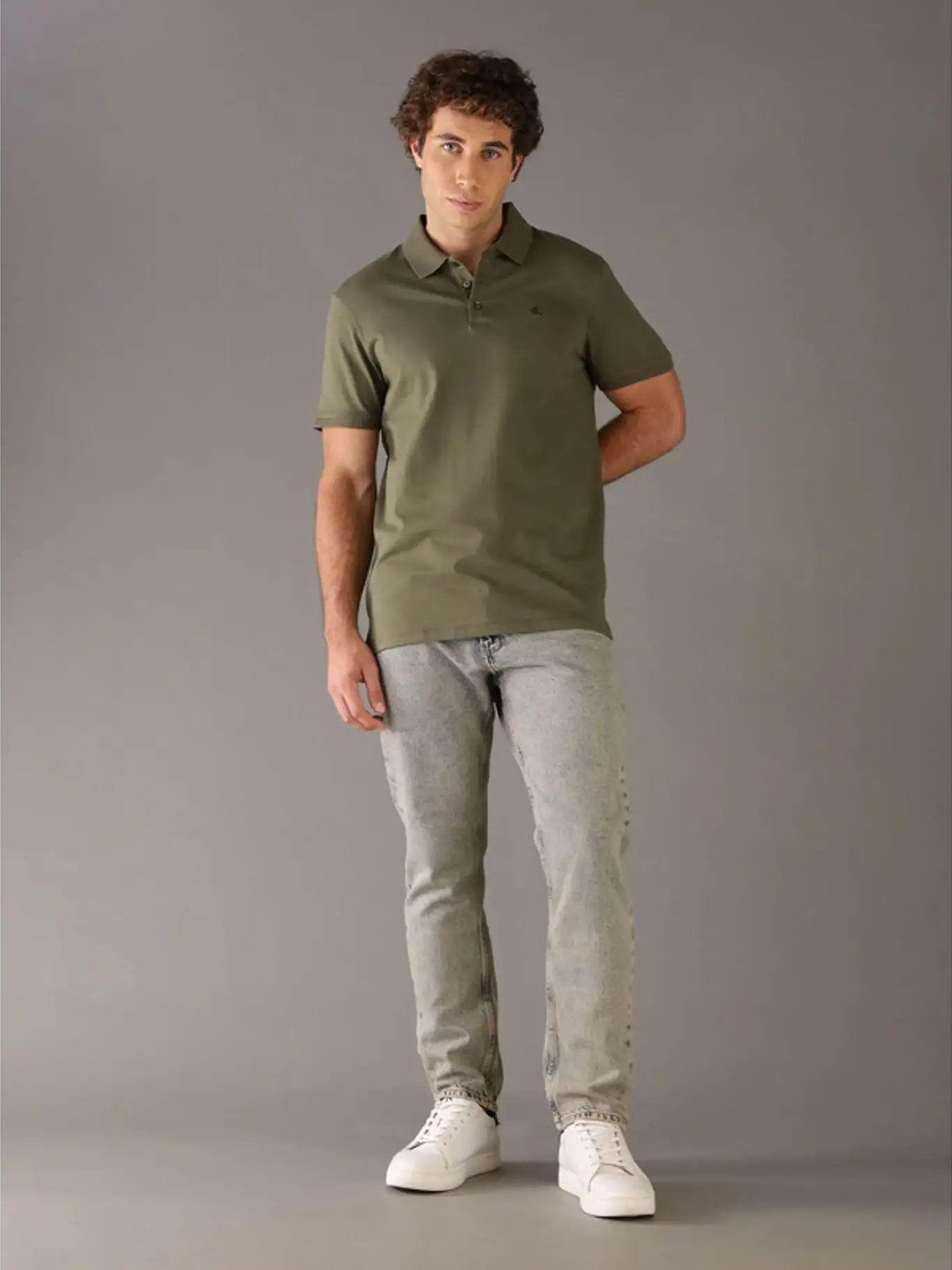 Polo Clásico con Monograma Bordado Verde Calvin Klein-1