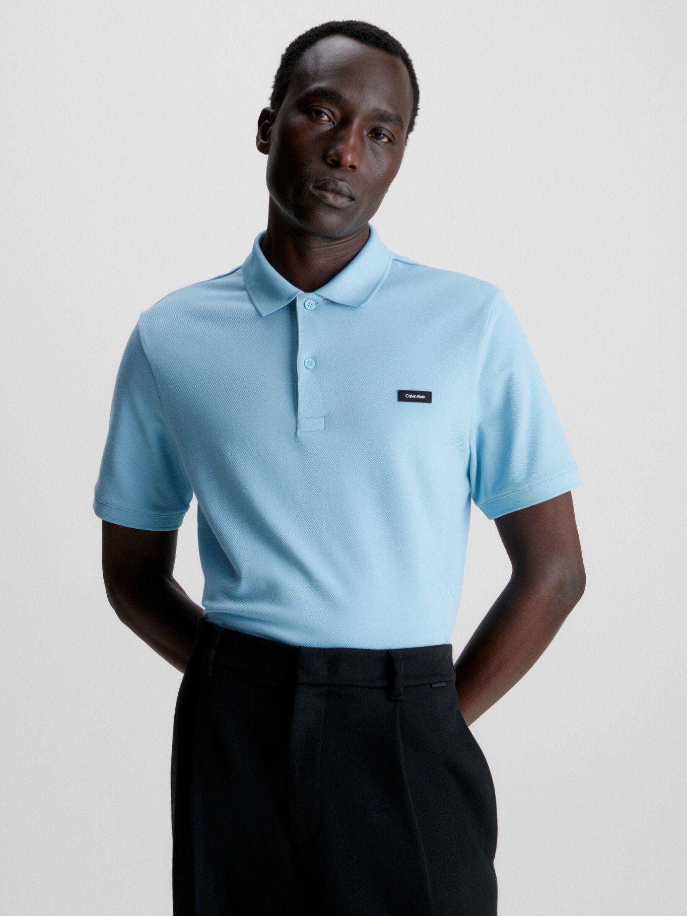 Polo Stretch Slim Button Celeste Calvin Klein-0