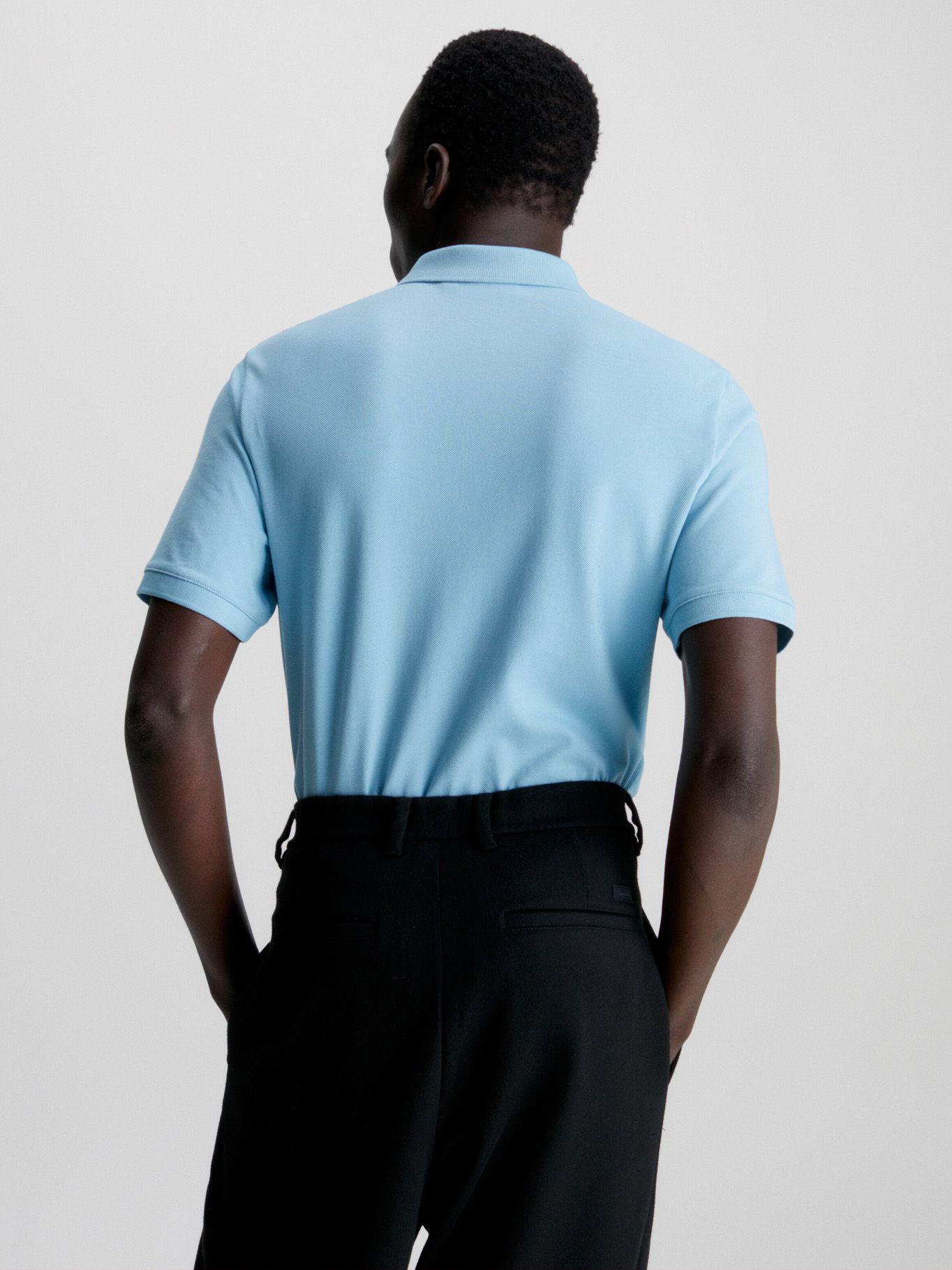 Polo Stretch Slim Button Celeste Calvin Klein-2