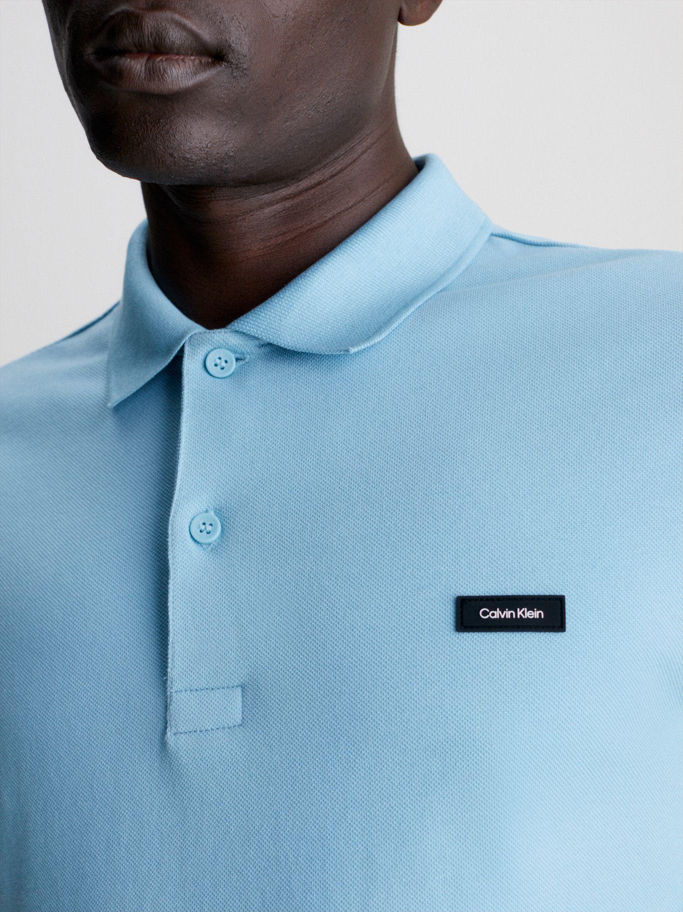 Polo Stretch Slim Button Celeste Calvin Klein-3