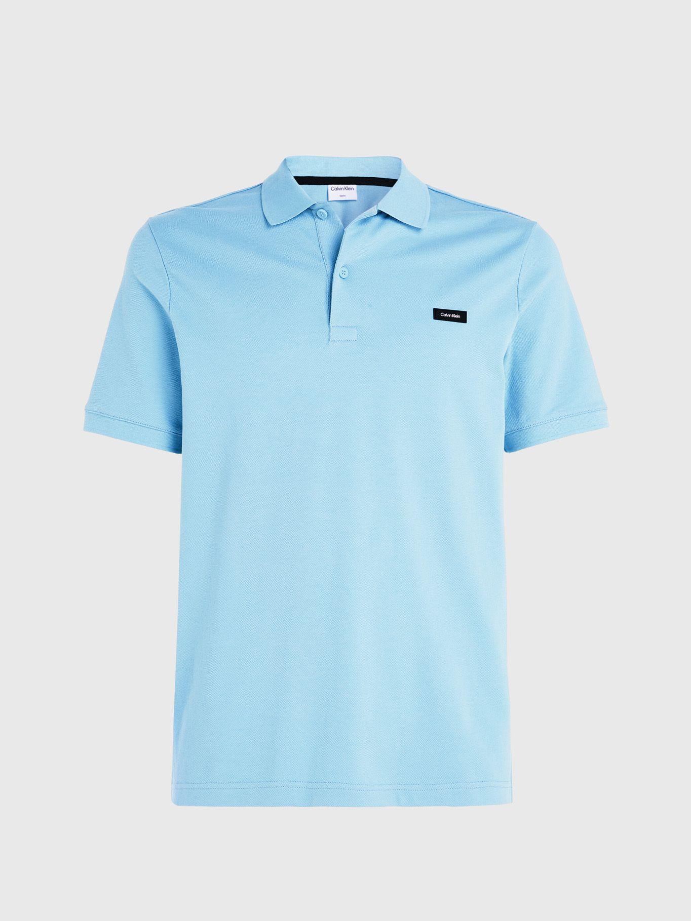 Polo Stretch Slim Button Celeste Calvin Klein-4