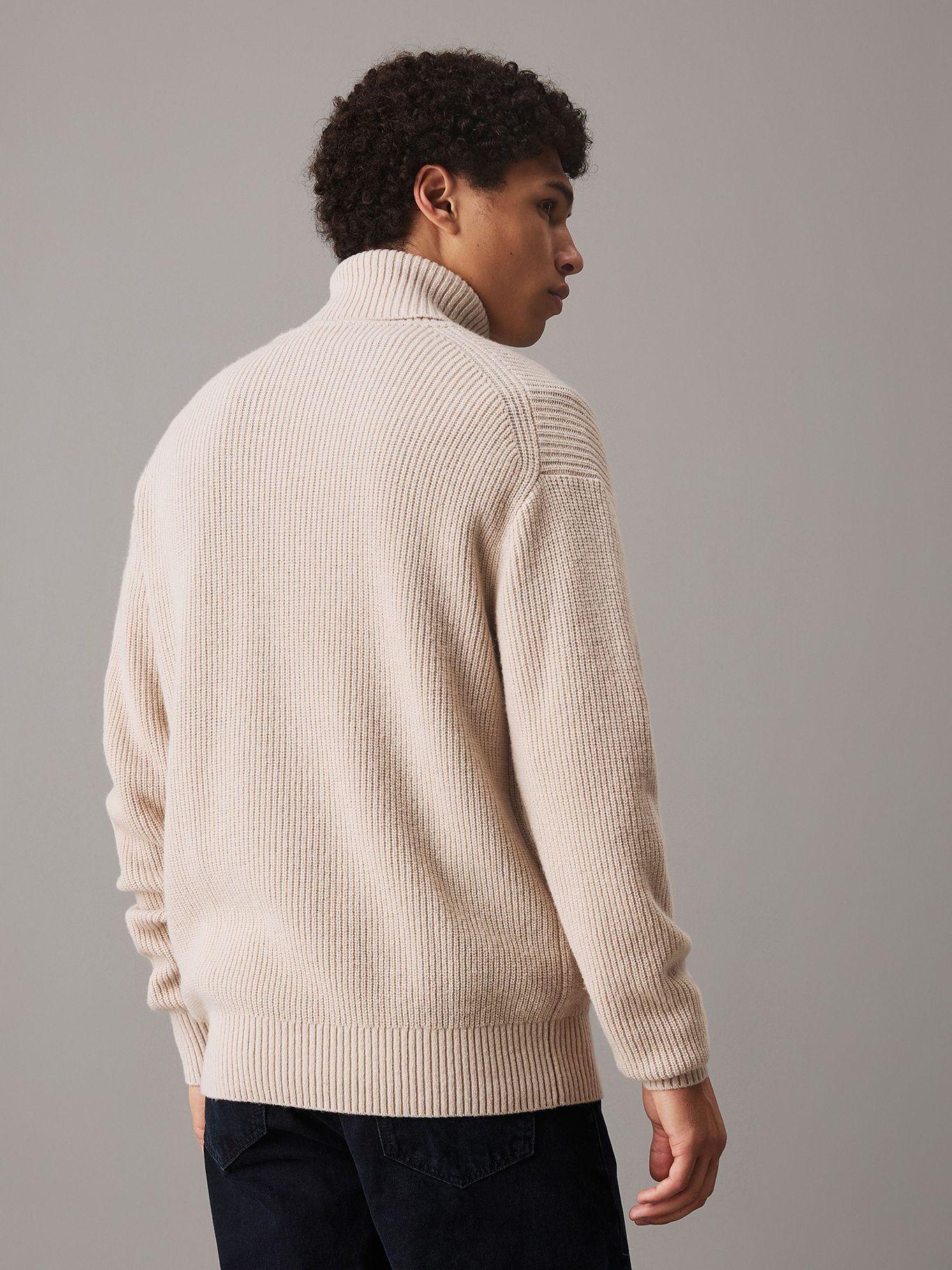 Sweater cuello alto de mezcla lana Beige Calvin Klein-2