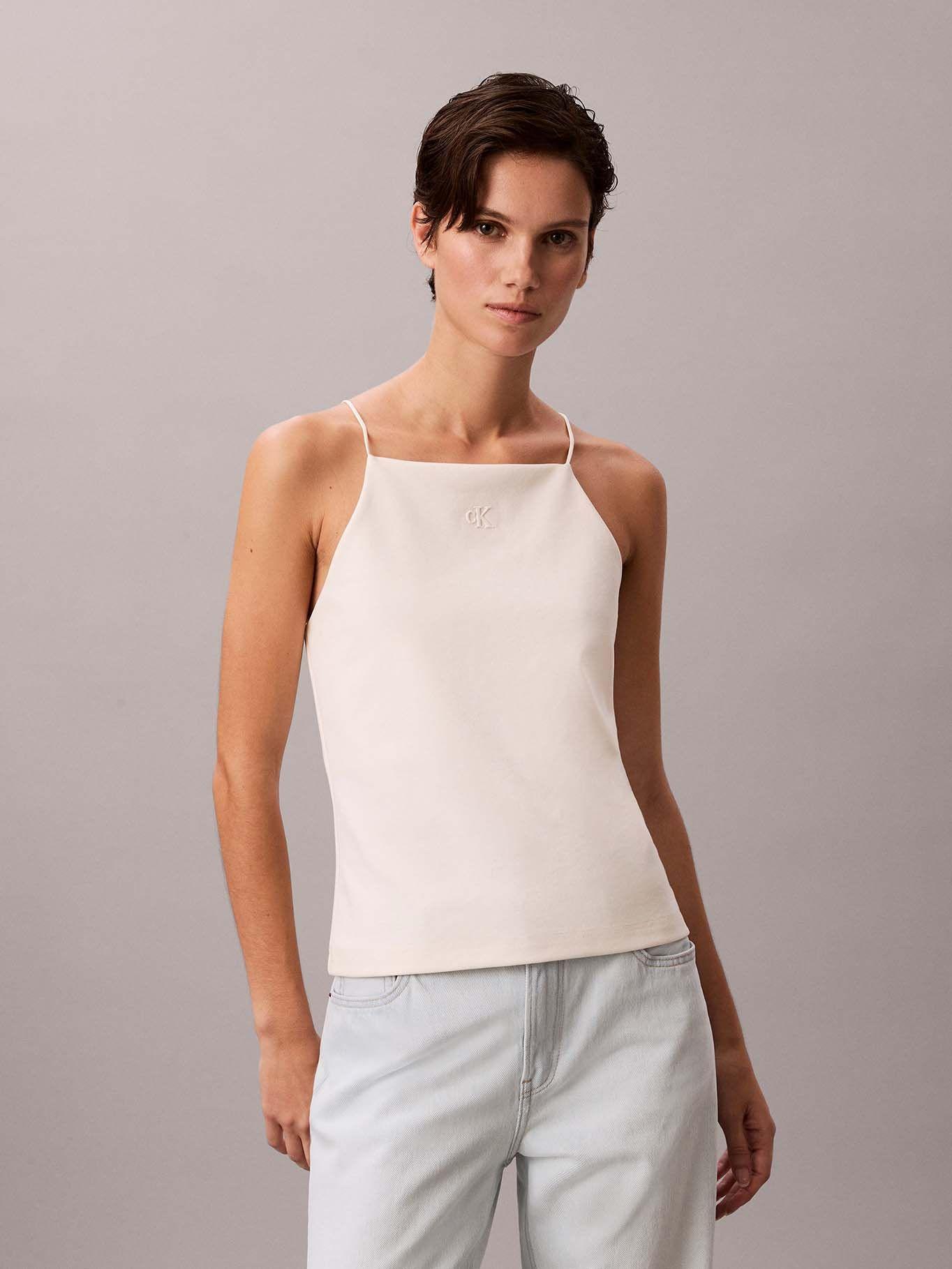 Top de Tirantes con Monograma Blanco Calvin Klein-0