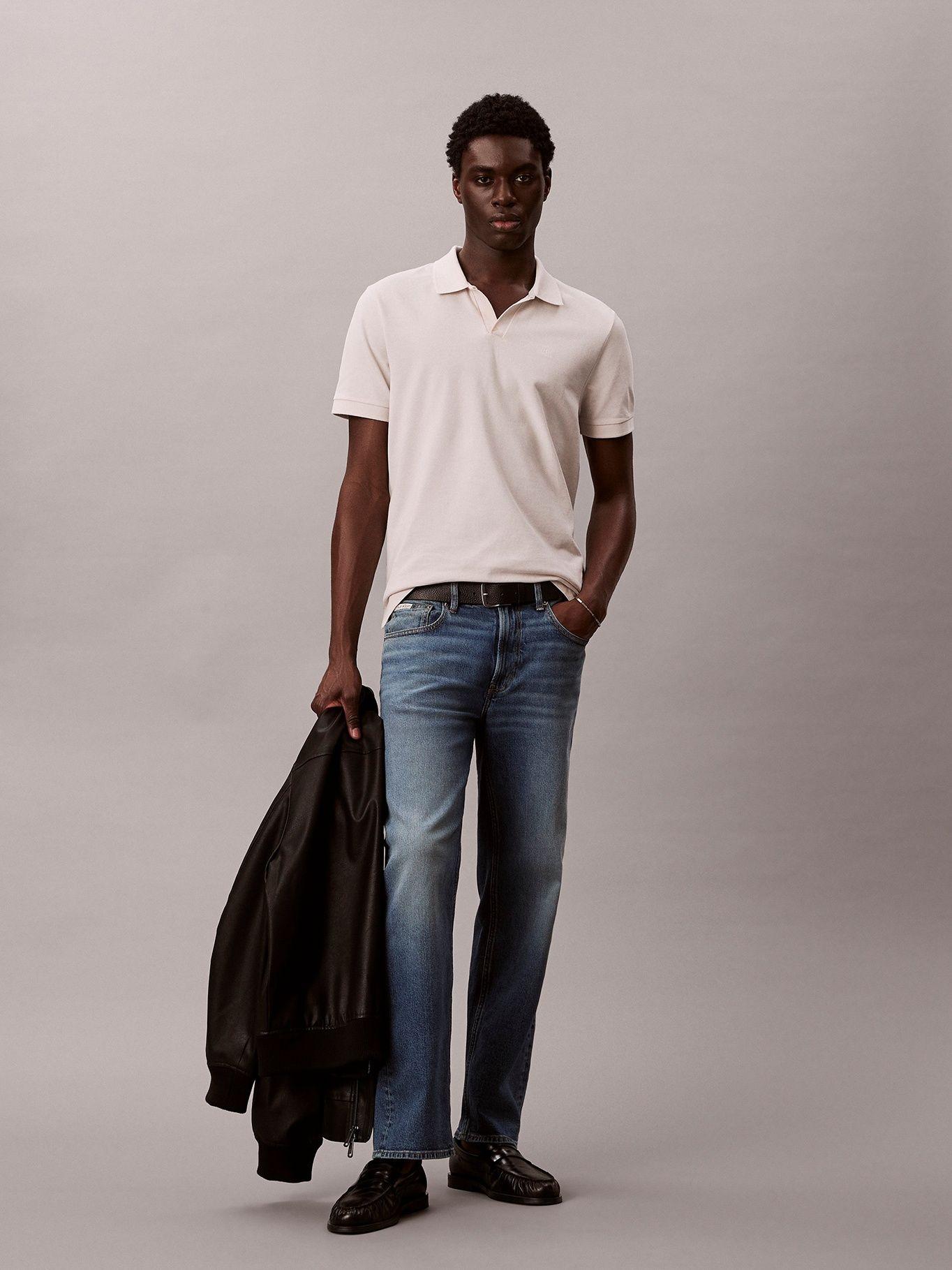 Polo Casual Piqué Cuello Abierto Blanco Calvin Klein-1