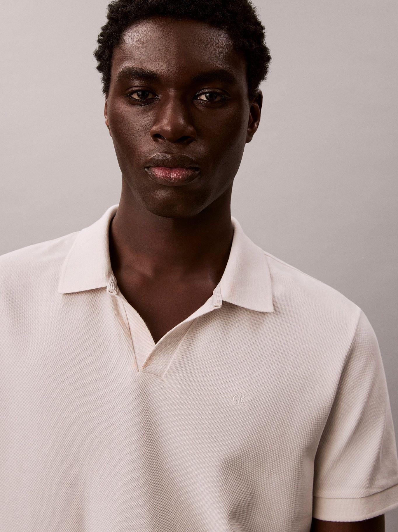Polo Casual Piqué Cuello Abierto Blanco Calvin Klein-4