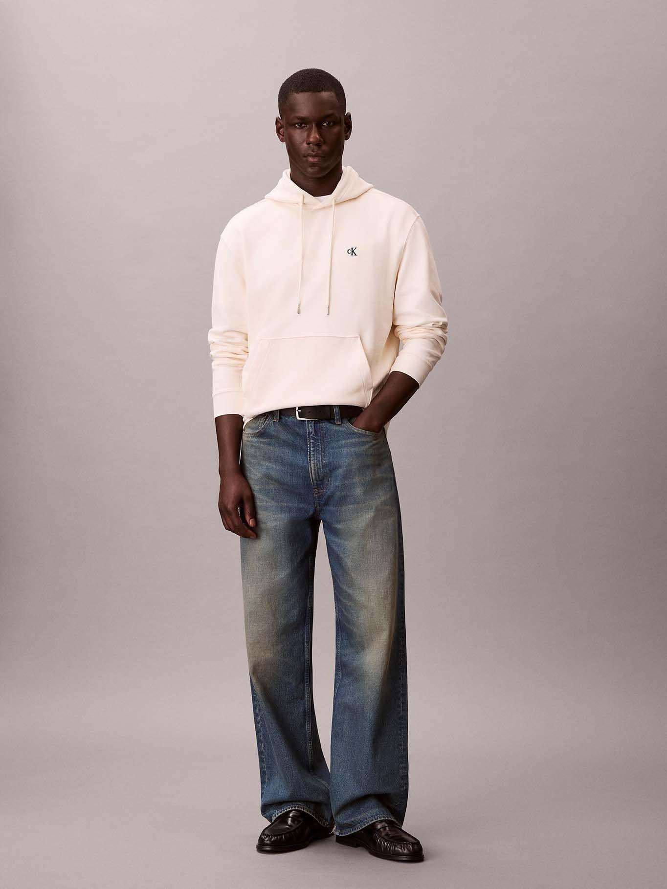 Polerón en Tejido Terry Monograma Crema Calvin Klein-1
