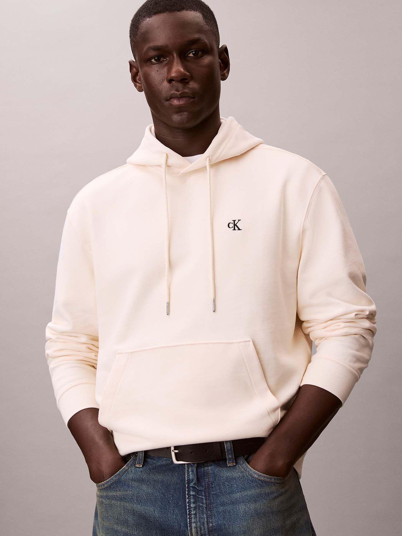 Polerón en Tejido Terry Monograma Crema Calvin Klein-3
