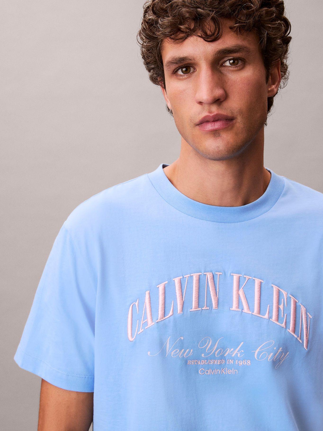 Polera con Logo Gráfico Celeste Calvin Klein-4