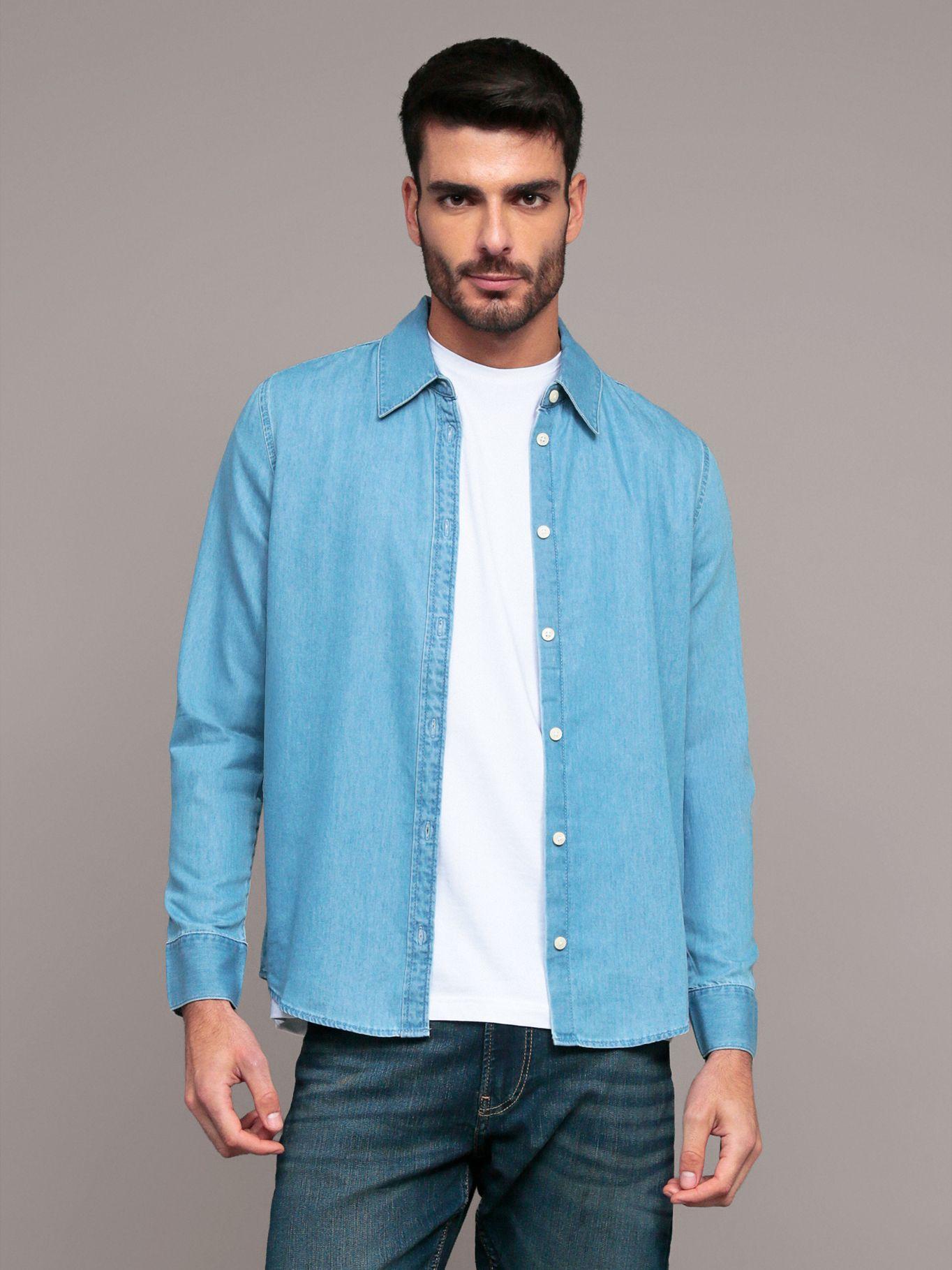 Camisa de manga larga en tencel Celeste Calvin Klein-0