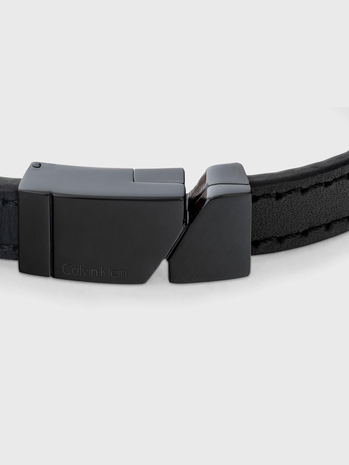 Pulsera de Cuero Asymmetric Tag Negro Calvin Klein-1