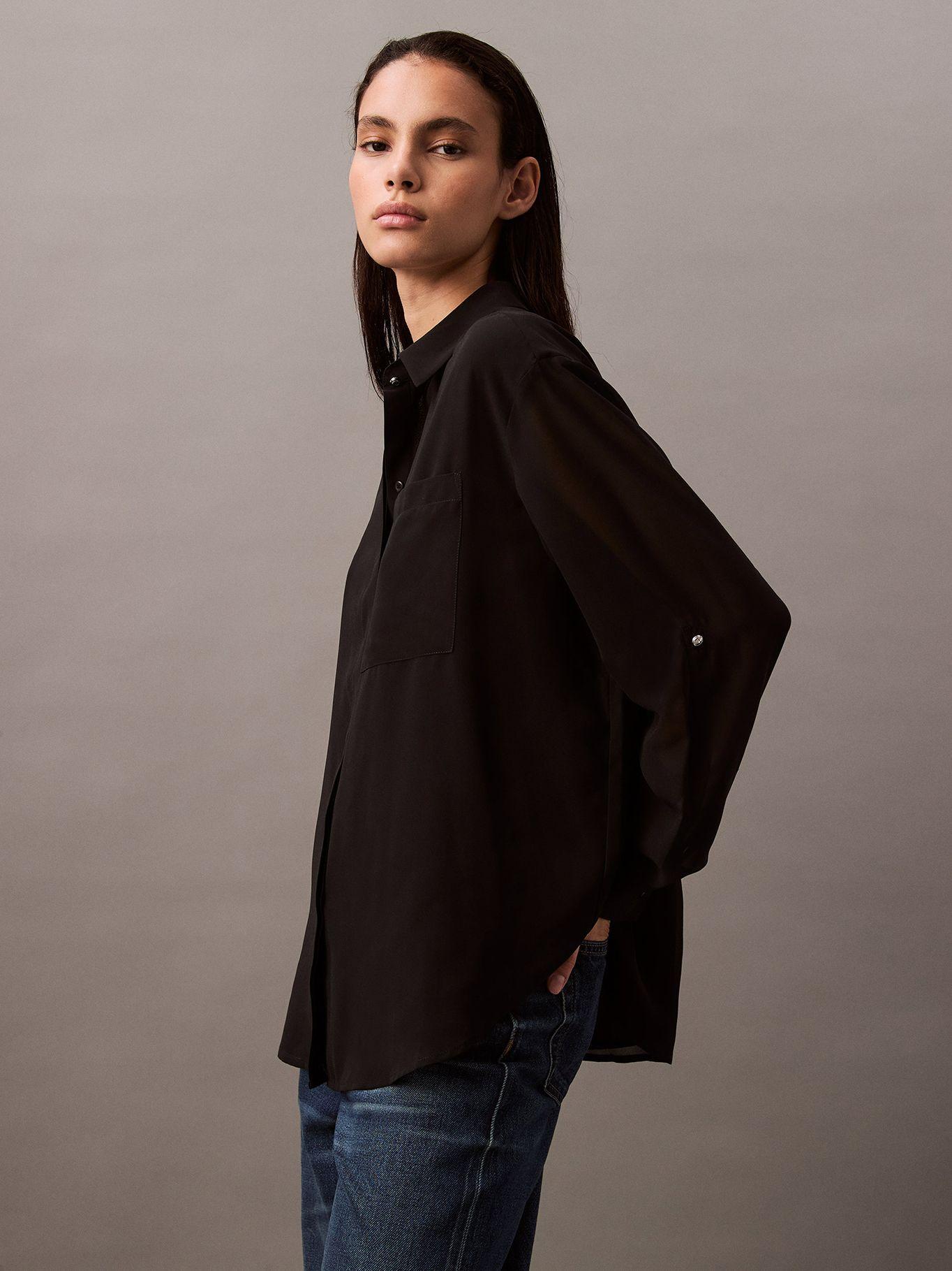 Blusa De Manga Remangable Negro Calvin Klein-3