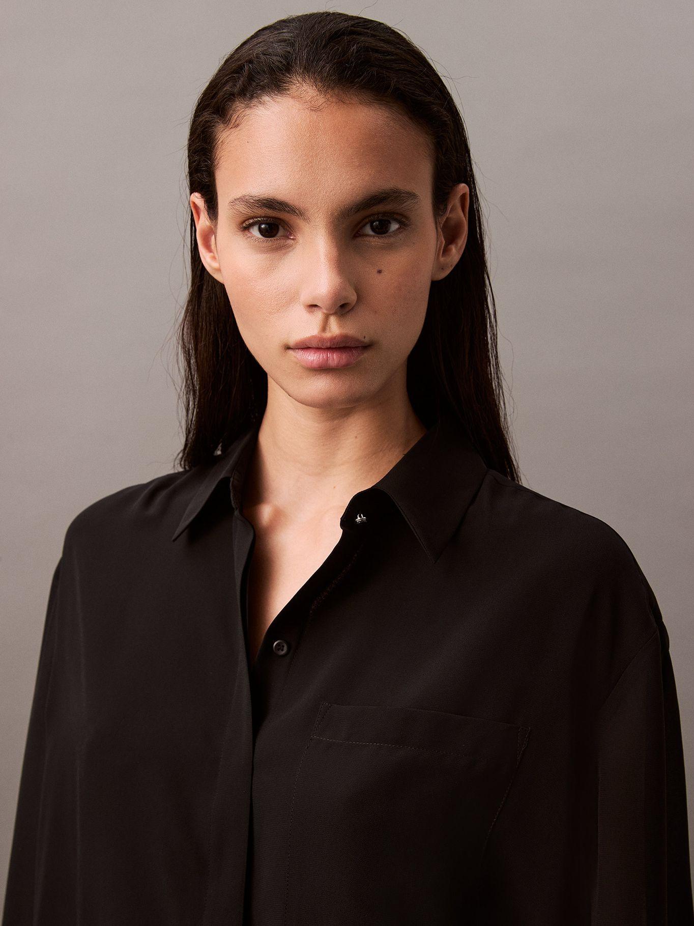 Blusa De Manga Remangable Negro Calvin Klein-4