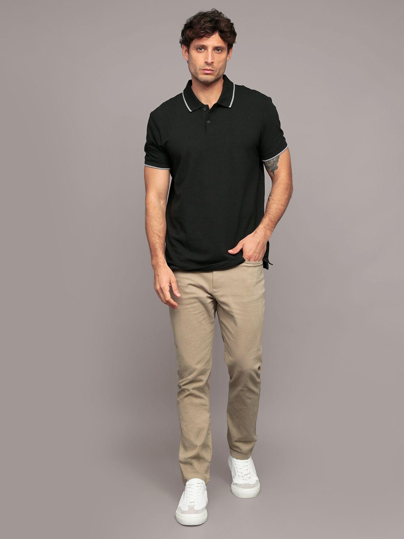 Polo Stretch Solid Tipped Negro Calvin Klein-1